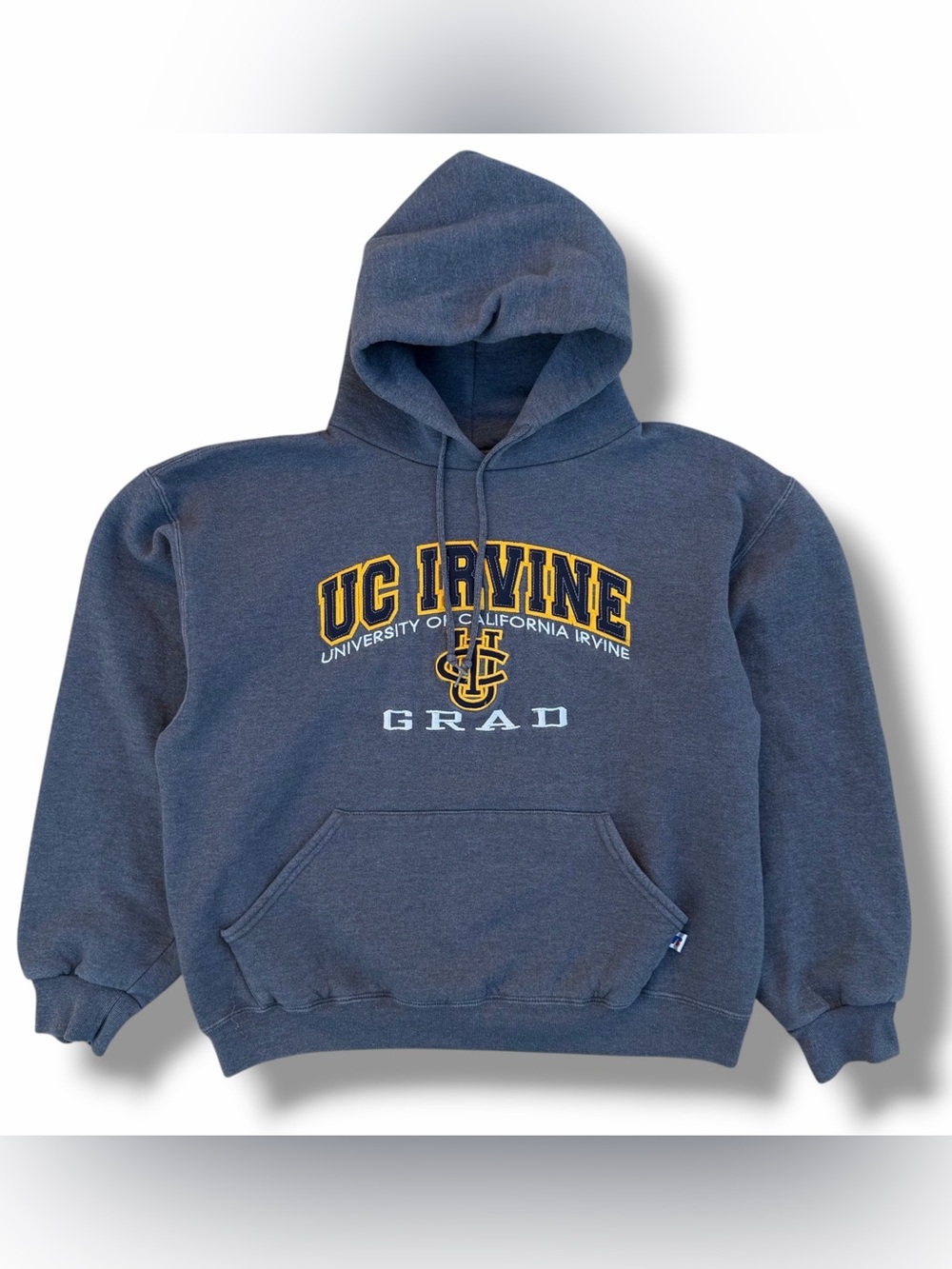 Russell Athletic UC Irvine Grad Hoodie Sweatshirt Gray Size Medium Y2K Vintage